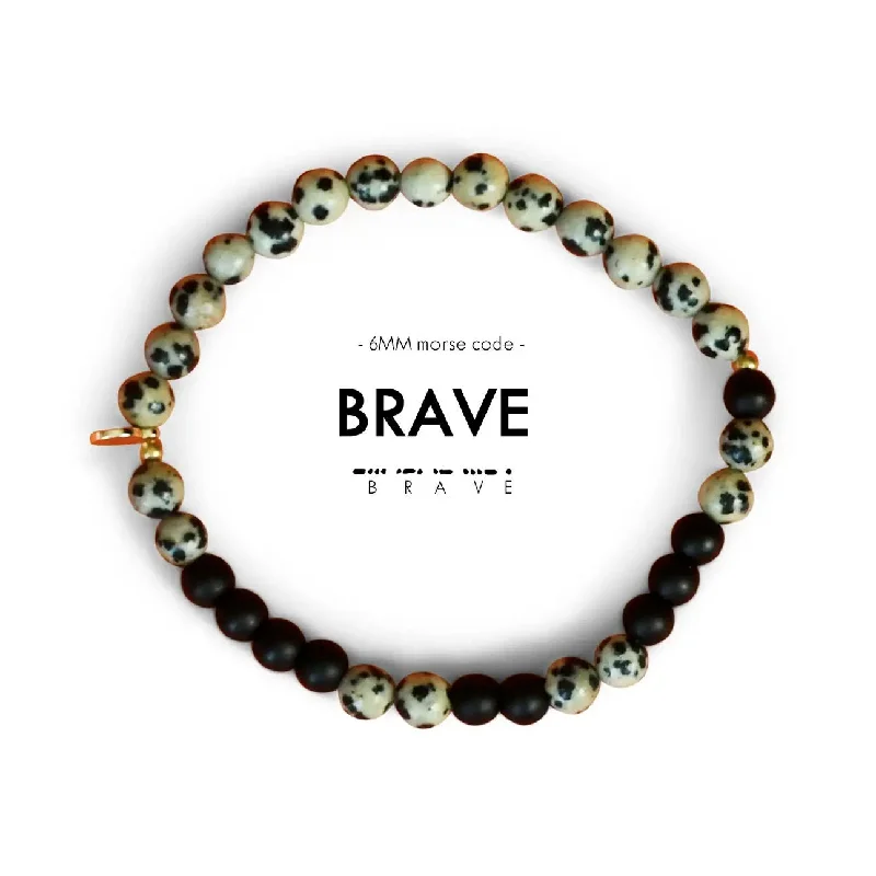 trendy women’s jewelry for summer festivals -Morse Code Unisex "Brave" Bracelet - Large, Thailand