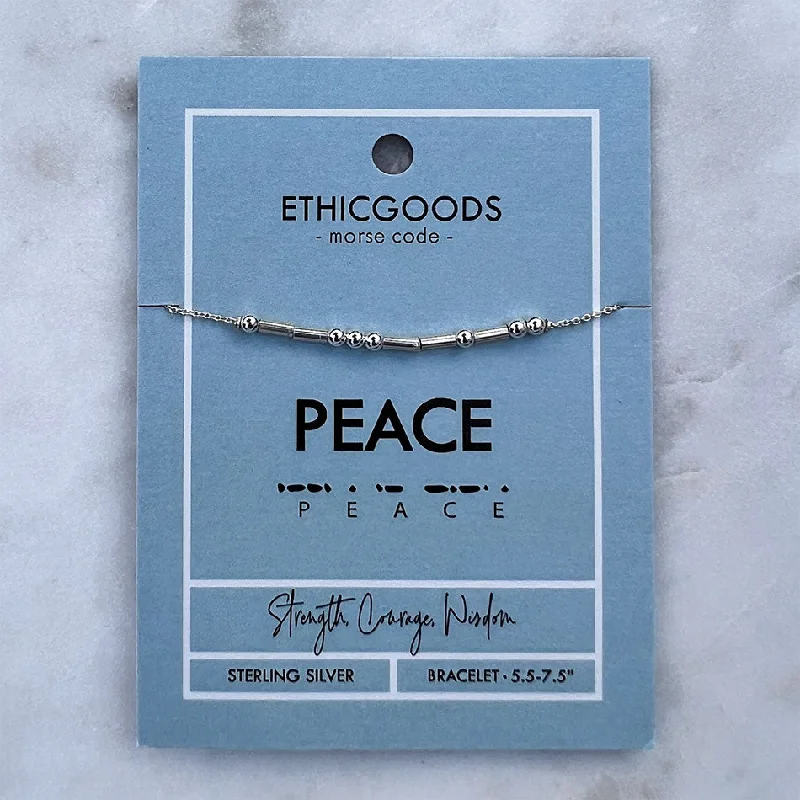 stylish gold jewelry for women’s outfits -Morse Code "Peace" Bracelet, - Sterling Silver Thailand