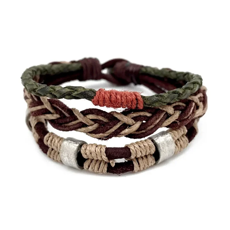 chic rings for women’s elegant evening looks -Multi-strand Leather Bracelet  - Braid, India