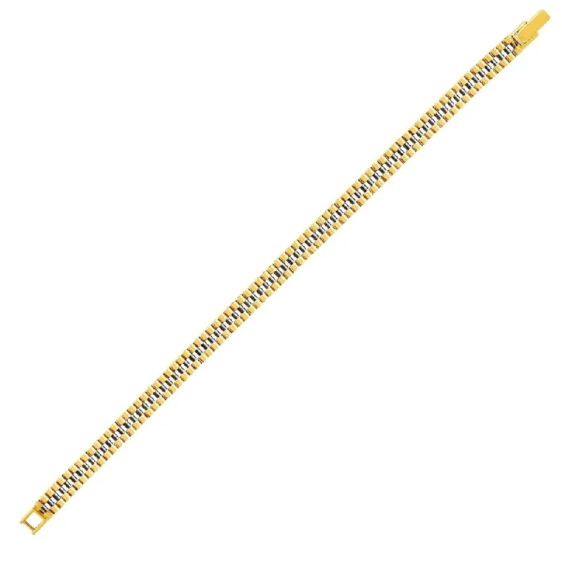 affordable women’s jewelry for daily style -Panther Link Bracelet in 14k Two-Tone Gold