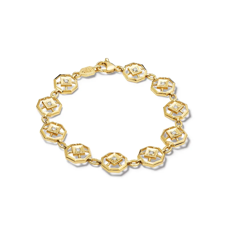 stylish gold bracelets for women’s fashion -Parquet Bracelet Yellow Gold - Diamond