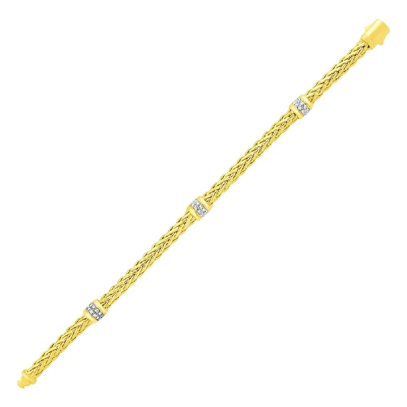 unique watches for women’s signature style -Polished Woven Rope Bracelet with Diamond Accents in 14k Yellow Gold