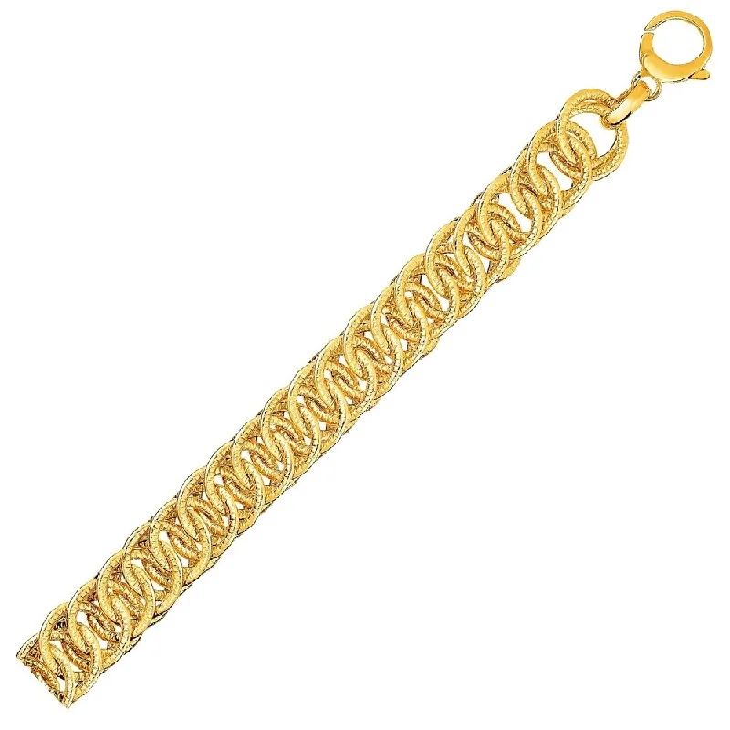 best gemstone necklaces for women’s gifts -Reversible Textured Link Bracelet in 14k Yellow Gold