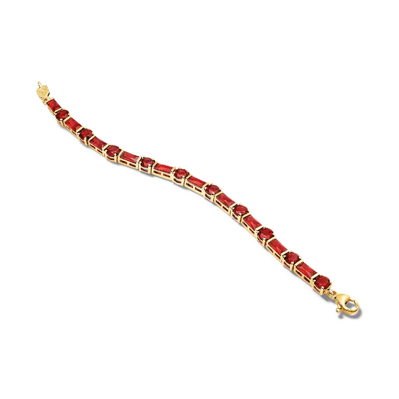 fashionable women’s bracelets for night outs -Roi Soleil Bracelet Yellow Gold - Garnet