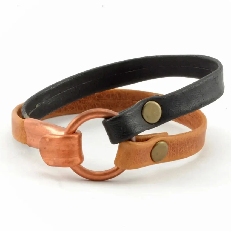 stylish gold jewelry for women’s celebrations -Unisex Leather Bracelet, Guatemala