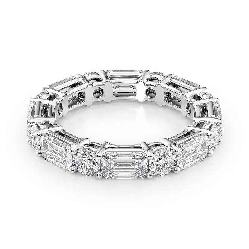 trendy silver bracelets for women’s fashion -4.4ct Alternating Emerald and Round Basket Eternity