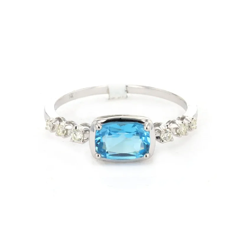 stylish rings for women’s engagement parties -Blue Topaz & Diamond Ring