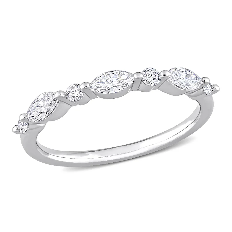 elegant rings for women’s bridal jewelry -Created Forever 1/2ct TW Marquise Lab-Grown Diamond Ring in Platinum Plated Sterling Silver