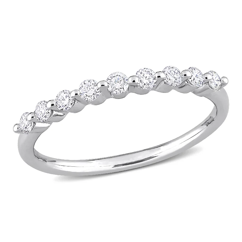 affordable gemstone rings for women -Created Forever 1/3ct TW Lab-Grown Diamond Semi-Eternity Ring in Platinum Silver