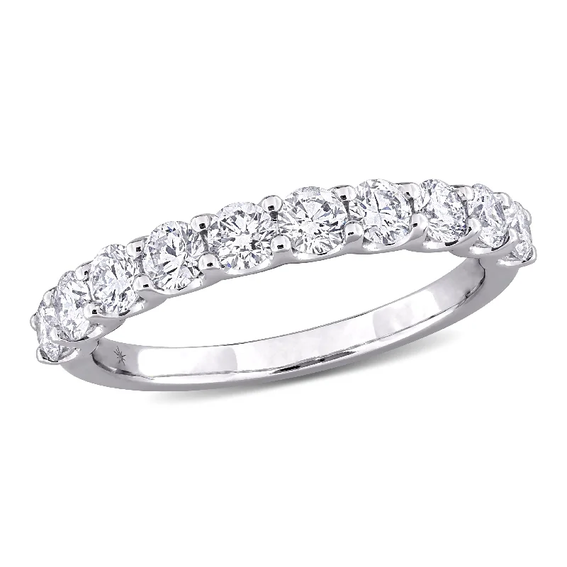 chic women’s necklaces for evening wear -Created Forever 1ct TW Lab-Grown Diamond Semi-Eternity Anniversary Band in 14k White Gold