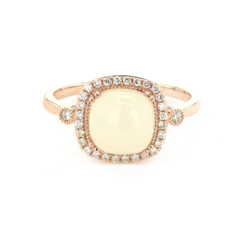 stylish rings for women’s holiday events -Cushion Opal Diamond Ring