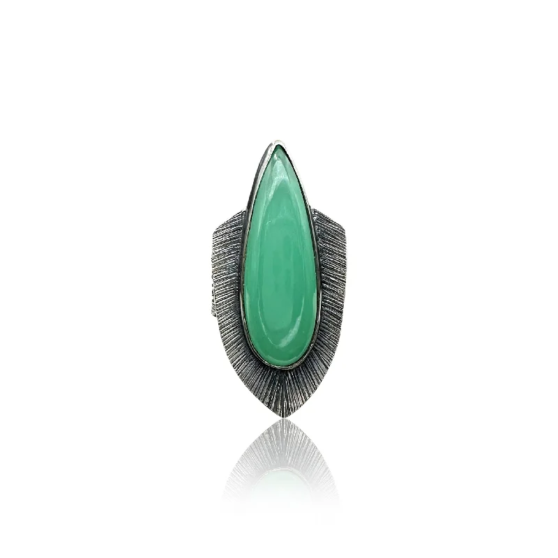 chic women’s necklaces for evening wear -Aura Shield Ring with Chrysoprase