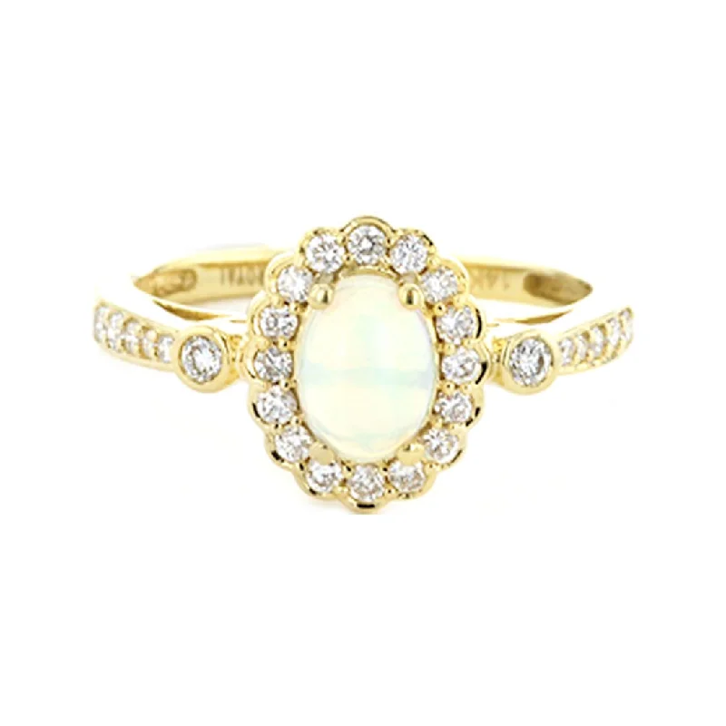 luxury diamond earrings for women’s collections -Opal & Diamond Halo Ring