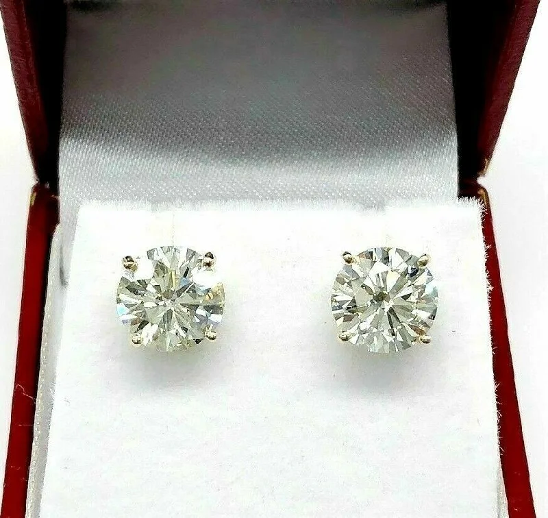 chic jewelry sets for women’s special occasions -100% Natural Shiny 4.66 Carats t.w. Diamond SI - VS Stud Earrings 14K Yellow