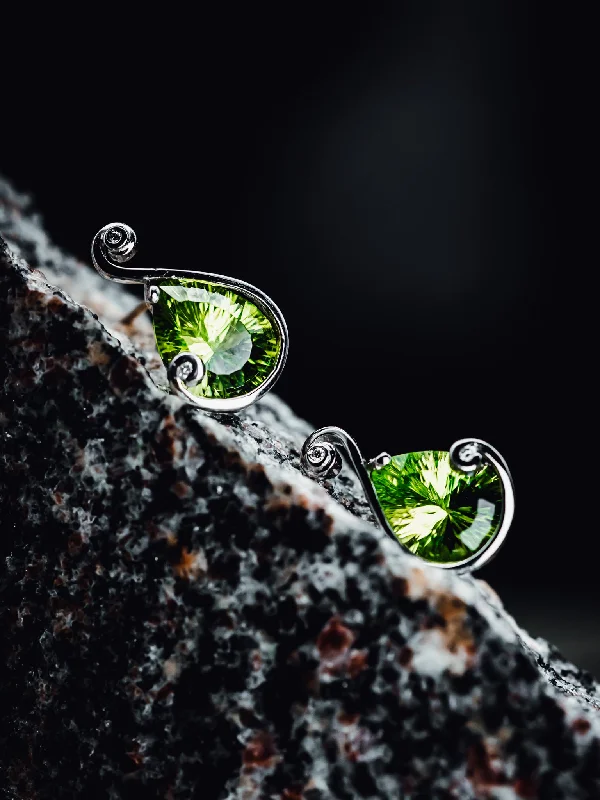 best watches for women’s stylish wardrobe -14k White Gold Peridot and Diamond Earrings