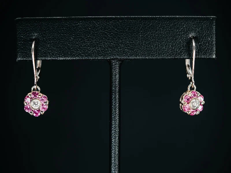 best diamond jewelry for women’s fashion -14k White Gold Pink Sapphire and Diamond Earrings