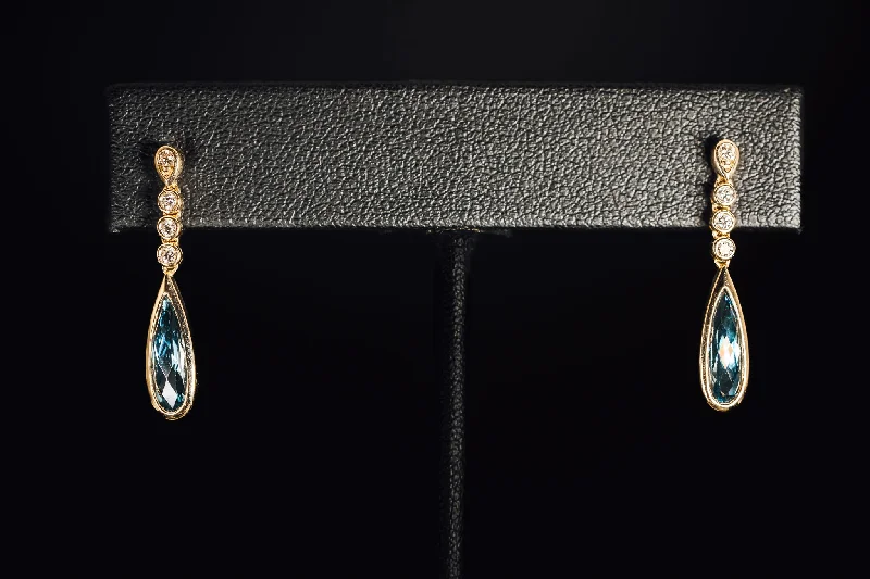 affordable diamond rings for women -14k Yellow Gold Blue Topaz and Diamond Drop Earrings