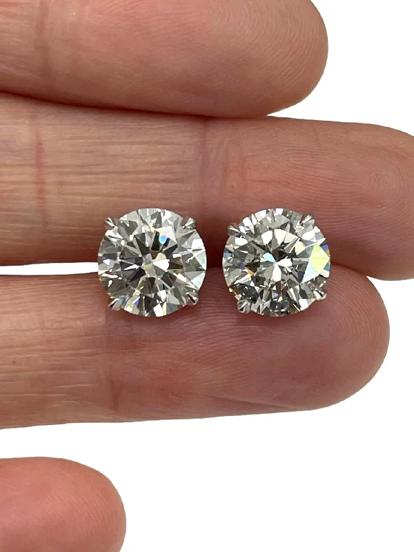 elegant diamond earrings for special occasions -4.54 Carats GIA Certified Round Brilliants Diamond Stud Earrings White Gold