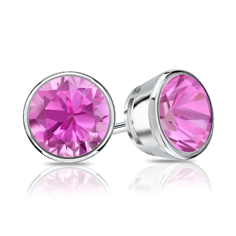 unique watches for women’s signature style -Auriya 14k Gold 1 1/2ctw Bezel-set Pink Sapphire Gemstone Stud Earrings