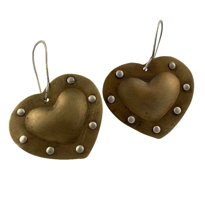 trendy bracelets for women’s street style -Bronze Fearless Heart Earrings