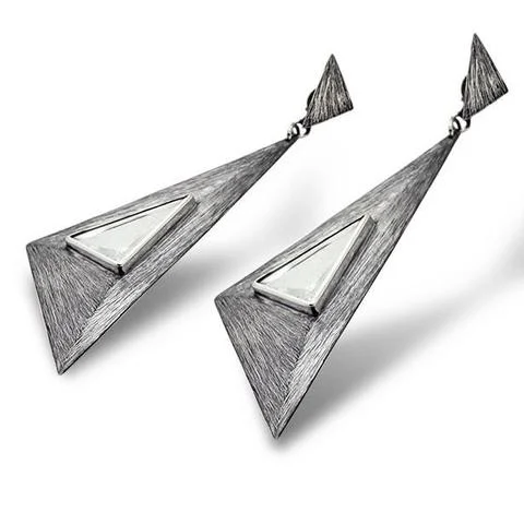 chic earrings for women’s bridal jewelry -Crystal Triangle Earrings