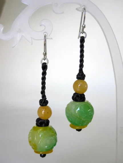 elegant watches for women’s evening wear -Round Jade Carving Earrings