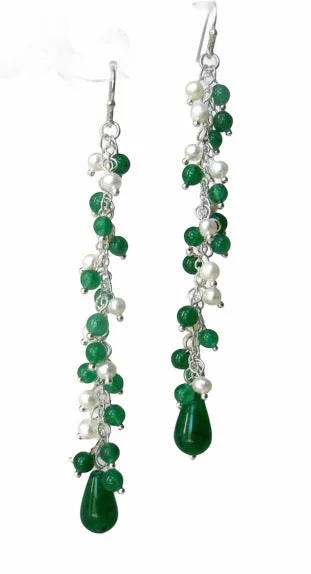 affordable jewelry for women’s daily outfits -Jade Bead and Freshwater Pearl Earrings