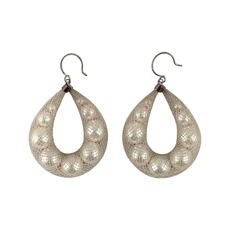 best earrings for women’s party outfits -Swarovski Pearls Light Brown Mesh Earrings