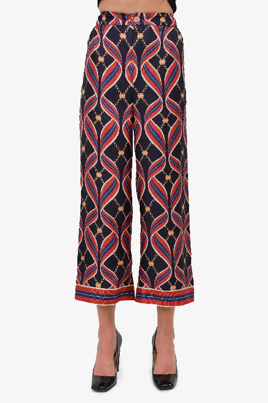 comfortable women’s leggings for everyday wear -Gucci Black/Red Silk 'GG' Chain Printed Pants Size 36