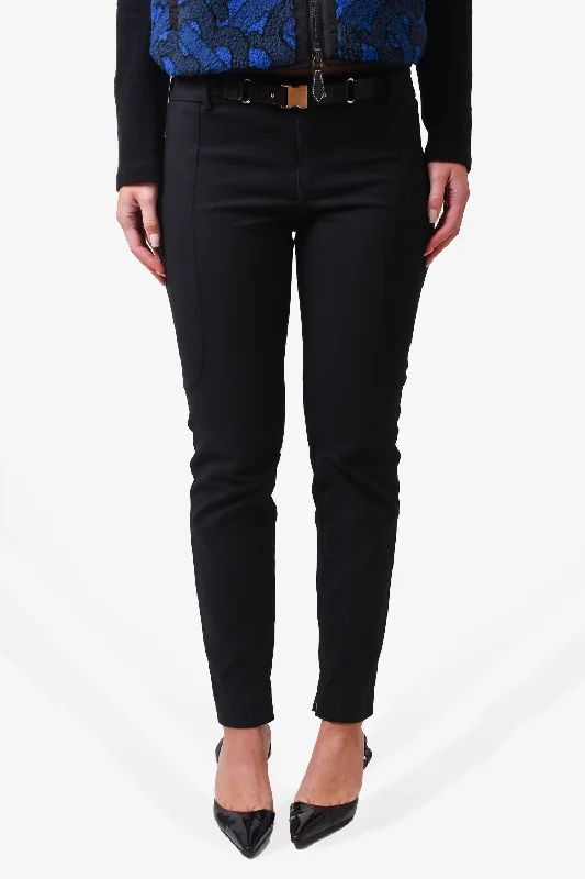 affordable summer clothing for women -Gucci Black Skinny Trousers with Silver Buckle Size 44