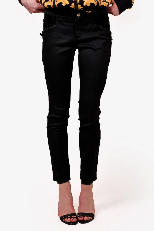 stylish women’s blazers for work outfits -Gucci Black Skinny Trousers with Zip Detail Size 42