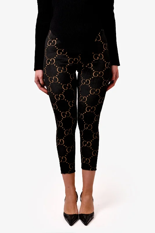 affordable dresses for women’s wedding events -Gucci Black Velvet GG Monogram Pants size L