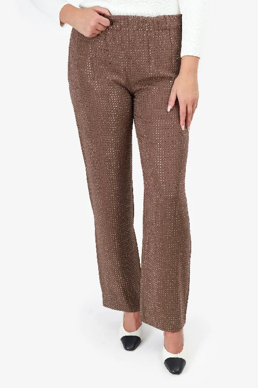 stylish women’s pants for formal settings -Gucci Brown Rhinestone Wide Leg Pants Size 36