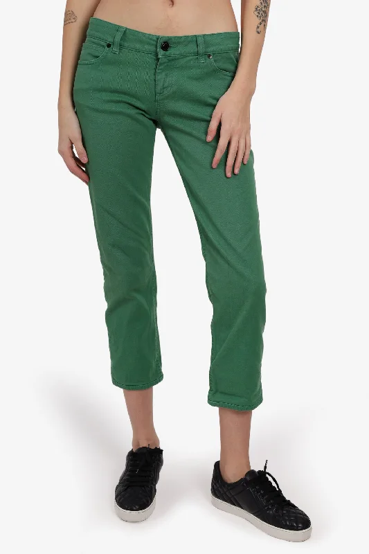 stylish women’s tops for formal occasions -Gucci Green Straight Leg Pants with Patch Size 40