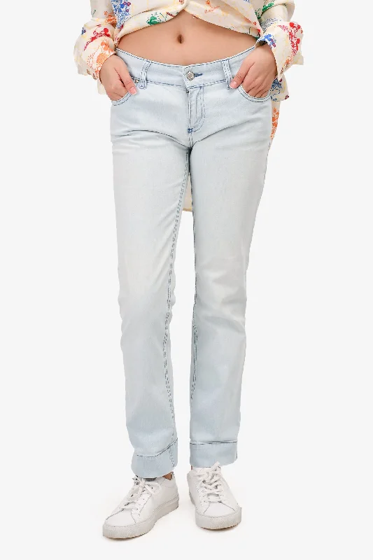 trendy clothing for women’s spring wardrobe -Gucci Light Wash Denim Cuff Jeans Size 38