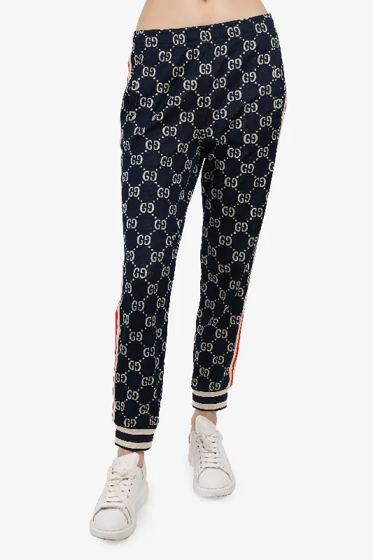 comfortable dresses for women’s day trips -Gucci Navy Blue/Cream Guccisima Side Stripe Joggers Size XXS