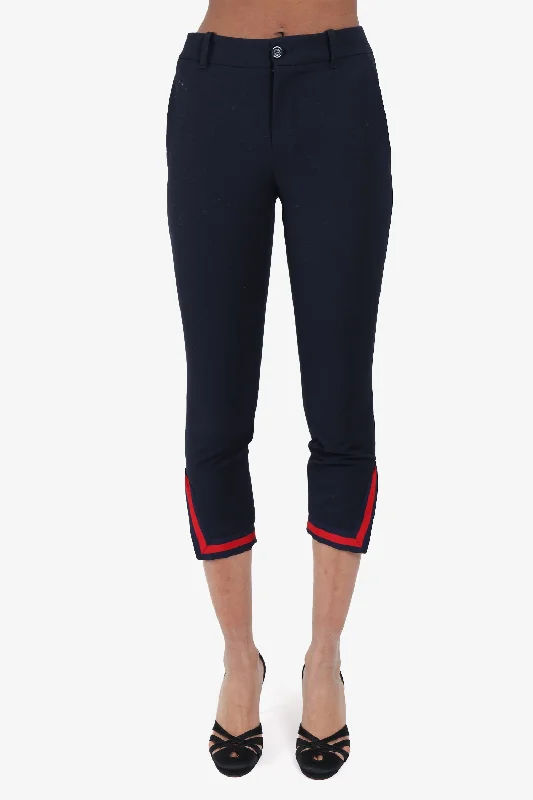 best pants for women’s office attire -Gucci Navy Cotton Web Pants Size 36