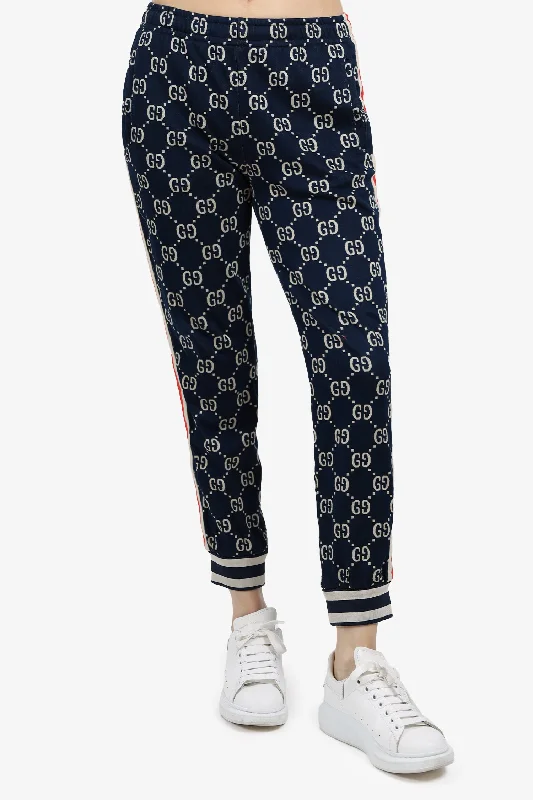 comfortable sweaters for women’s cold weather -Gucci Navy Monogram Track Pants Size Small