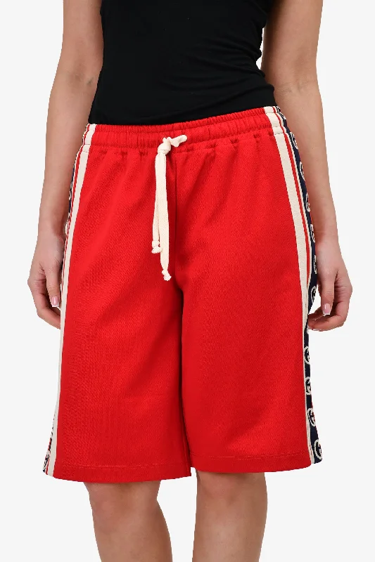 fashionable women’s clothing for evening parties -Gucci Red/Cream 'GG' Side Panel Sweat Shorts Size XS Mens