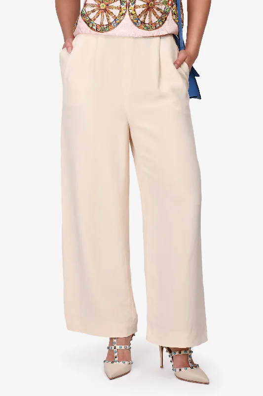 affordable summer clothing for women -Gucci Vintage Cream Silk Wide Leg Trousers Size 42