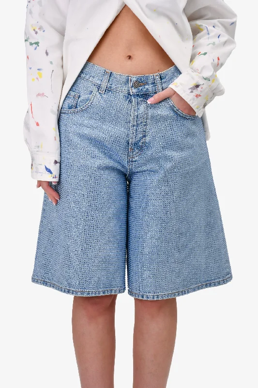 unique dresses for women’s special occasions -Haikure Light Blue Crystal Embellished Bermuda Shorts Size 26