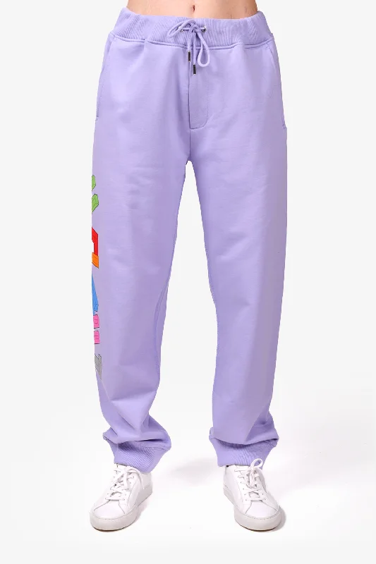 best women’s clothes for outdoor activities -Helmut Lang Purple Cotton Graphic '3D' Drawstring Sweatpants Size M Mens