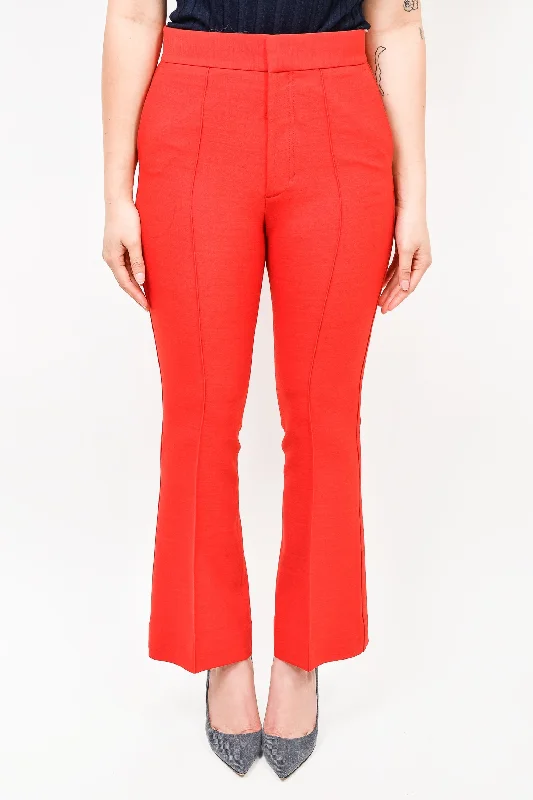 fashionable dresses for women’s date nights -Helmut Lang Red Wool Blend Bell Bottom Pants Size 2