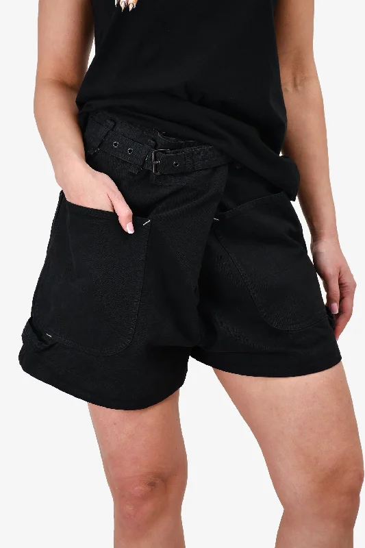 trendy jumpsuits for women’s casual style -Isabel Marant Black Denim Belted Shorts Size 38