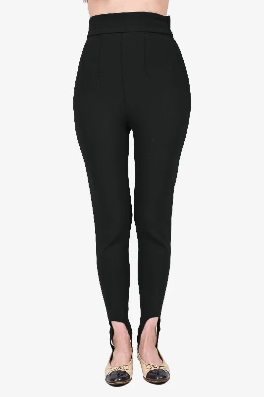 affordable casual outfits for women -Isabel Marant Black High Waisted Stirrup Trousers Size 34