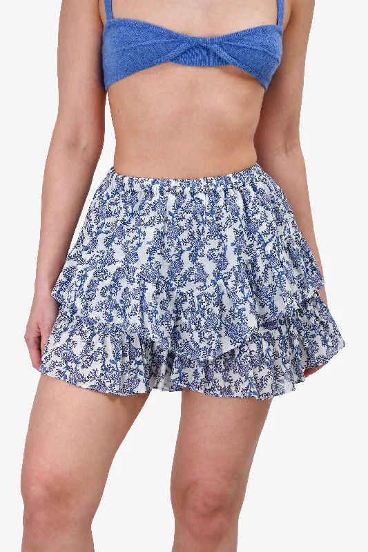 affordable summer clothing for women -Isabel Marant Etoile Blue/White Floral Print Shorts Size 36