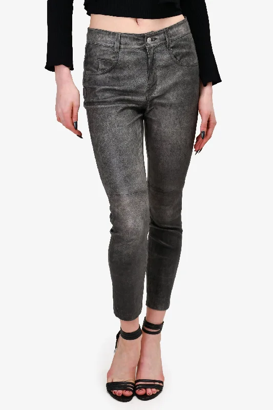 stylish sweaters for women’s fall wardrobe -Isabel Marant Etoile Grey Calfskin Pants Size 36