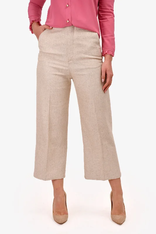 fashionable dresses for women’s brunch events -Jacquemus Beige Linen 'L'Annee 97' Trousers Size 34