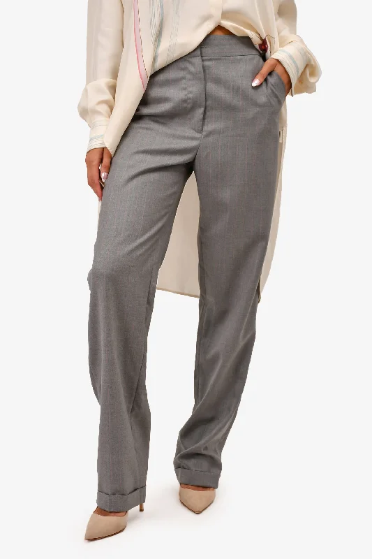 trendy dresses for women’s date nights -Jacquemus Grey Wool Pink Pinstriped Trousers Size 36