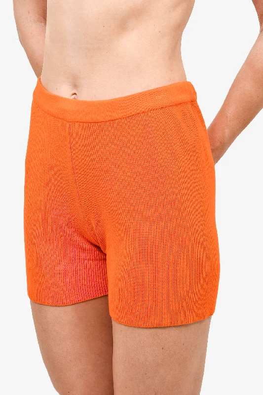 stylish casual dresses for women -Jacquemus Orange Ribbed Knit Shorts Size 40